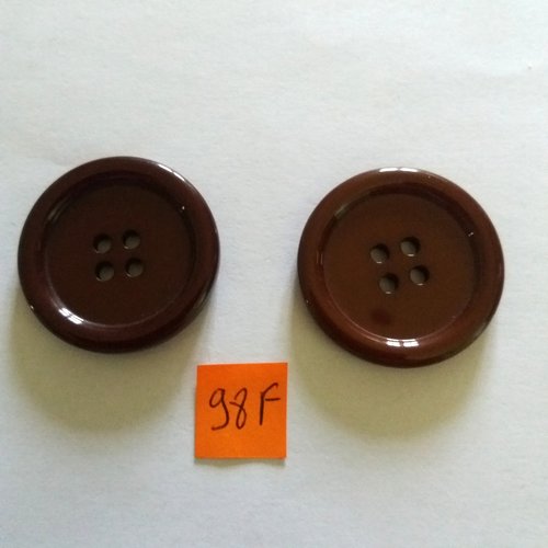 2 boutons en résine marron clair et foncé - 34mm - 98f