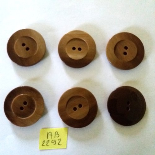 6 boutons en résine marron - 28mm - ab2292