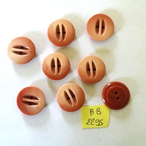 8 boutons en résine marron - 18mm - ab2295