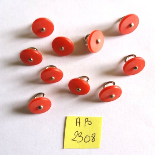 10 boutons en résine rouge et  rose dessous - 11mm - ab2308