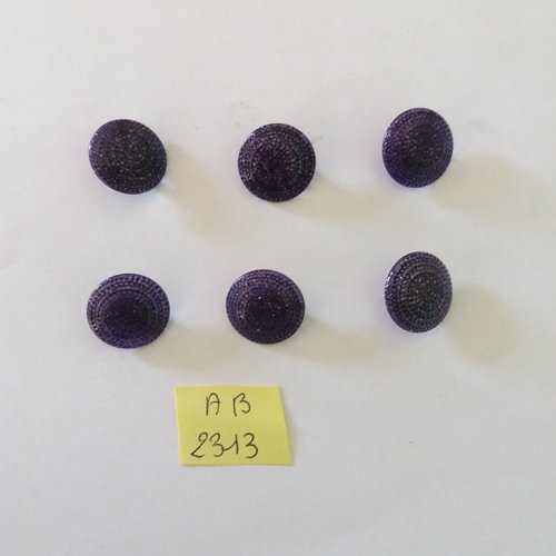 6 boutons en résine violet moucheté - 17mm - ab2313