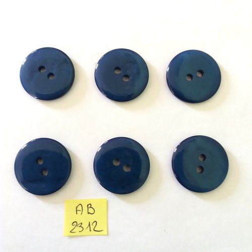 6 boutons en résine bleu - 24mm - ab2312