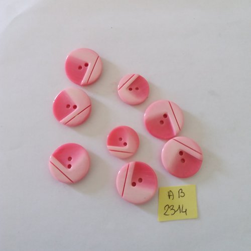 8 boutons en résine rose - 21mm et 18mm - ab2314