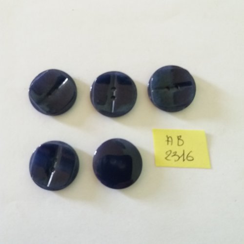 5 boutons en résine bleu - 22mm - ab2316