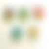 5 boutons fantaisies en bois - chouette - multicolore - 20x29mm - f6 n°3