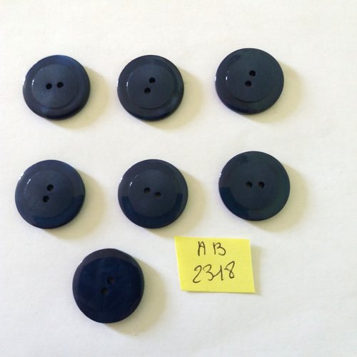 7 boutons en résine bleu - 23mm - ab2318