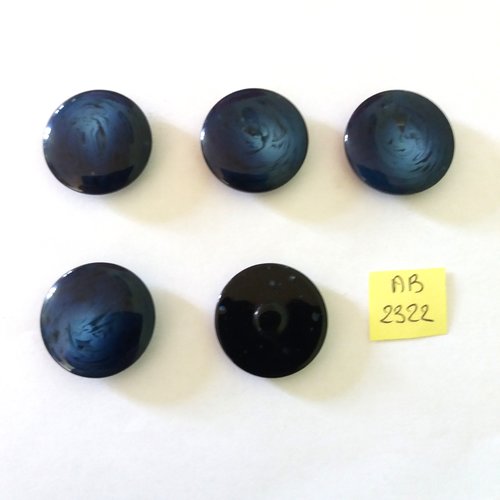 5 boutons en résine bleu - 27mm - ab2322