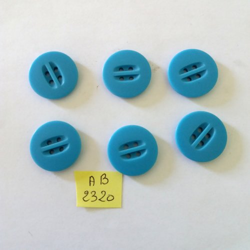 6 boutons en résine bleu - 22mm - ab2320