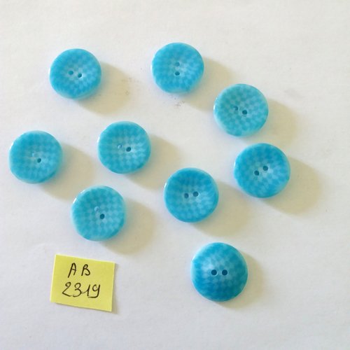 9 boutons en résine bleu - 18mm - ab2319