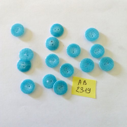 15 boutons en résine bleu - 12mm - ab2319