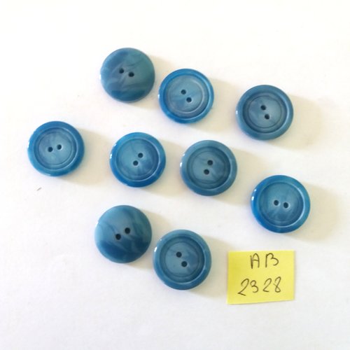 9 boutons en résine bleu - 18mm - ab2328