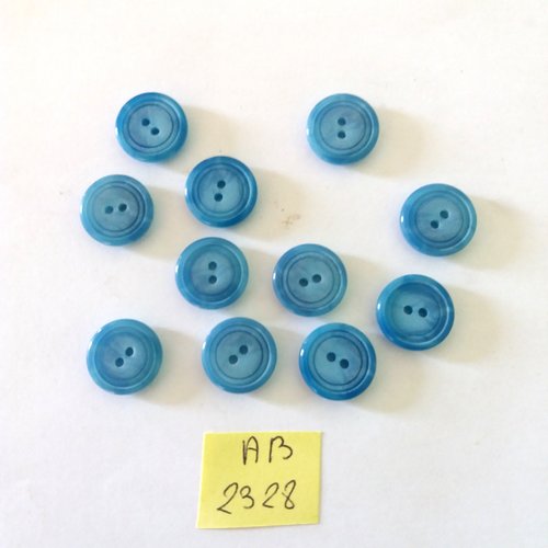 11 boutons en résine bleu - 8mm - ab2328