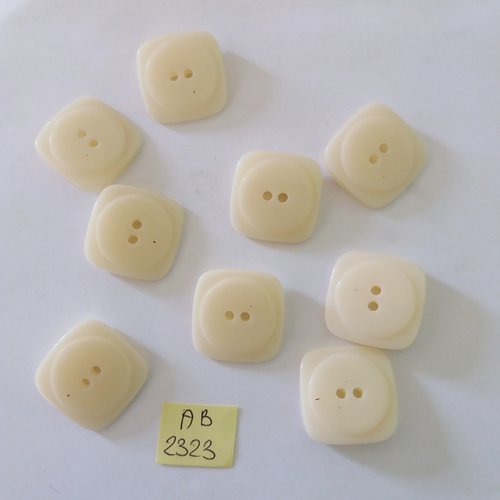 9 boutons en résine crème - 22x22mm - ab2323