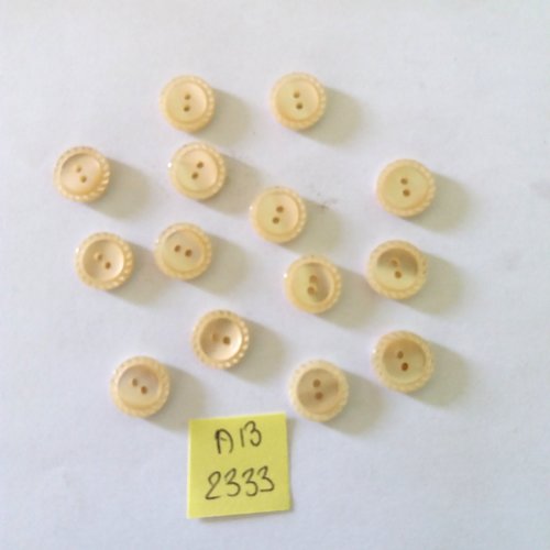 14 boutons en résine beige - 10mm - ab2333
