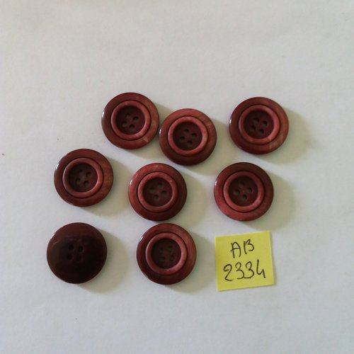 8 boutons en résine bordeaux dégradé  - 18mm - ab2334
