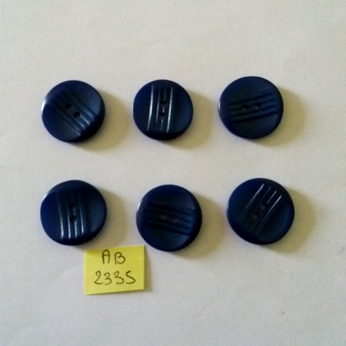6 boutons en résine bleu  - 21mm - ab2335