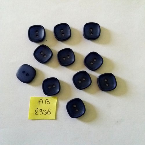 11 boutons en résine bleu  - 14x14mm - ab2336