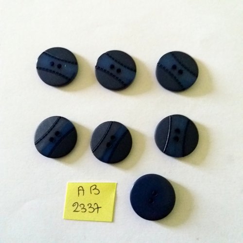 7 boutons en résine bleu  - 17mm - ab2337