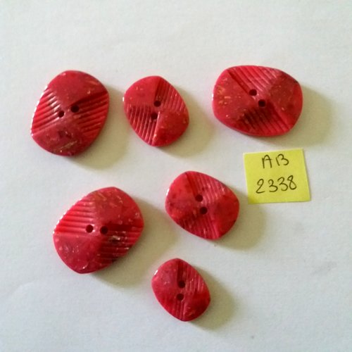 6 boutons en résine fuchsia  - taille diverse - ab2338