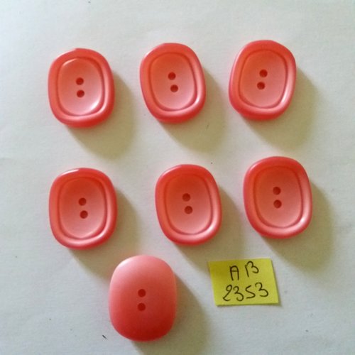 7 boutons en résine rose  - 22x27mm - ab2353