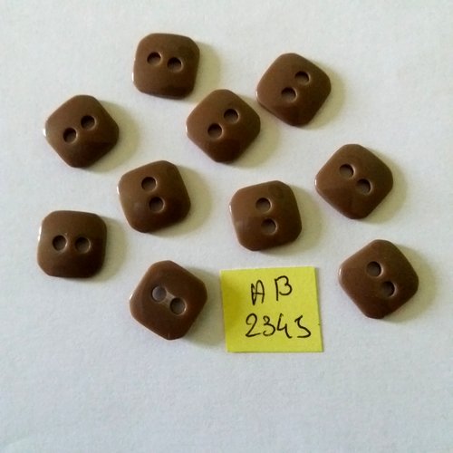 10 boutons en résine marron/taupe - 12x12mm - ab2345