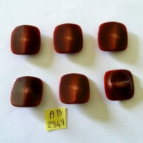 6 boutons en résine marron - 23x23mm - ab2348