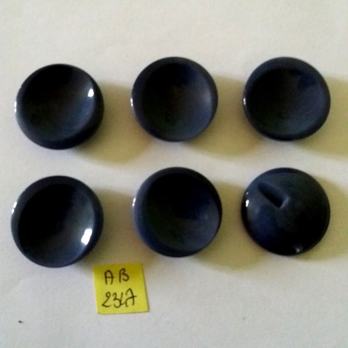 6 boutons en résine bleu  - 28mm - ab2347