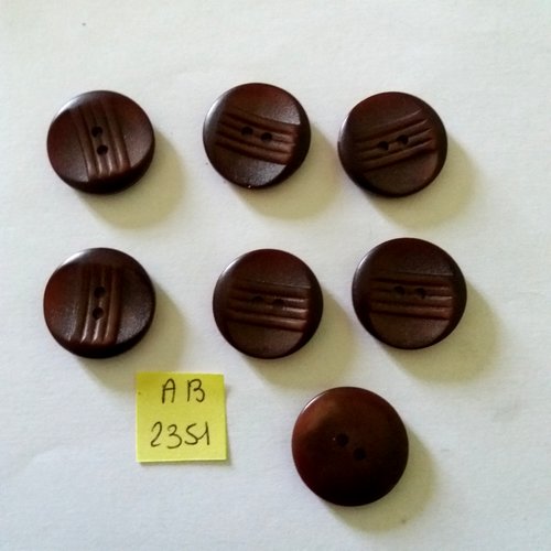 7 boutons en résine marron  - 22mm - ab2351