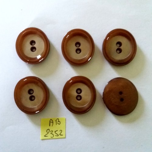 6 boutons en résine marron  - 25x27mm - ab2352