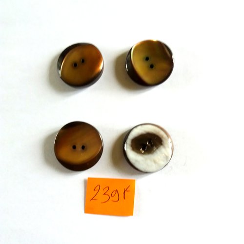 4 boutons en nacre - marron - 22mm - 239f