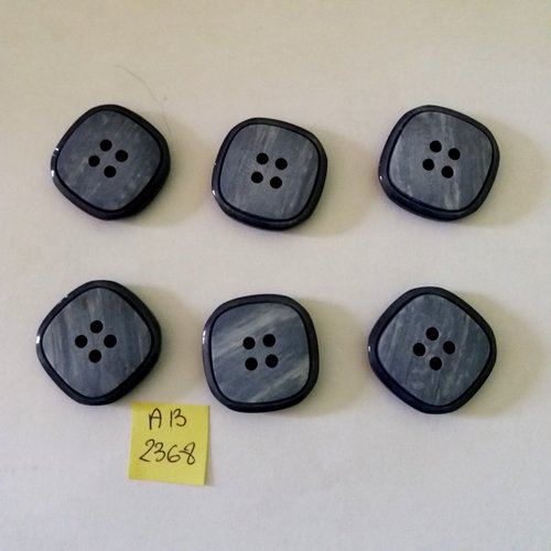 6 boutons en résine bleu - 26mm - ab2368
