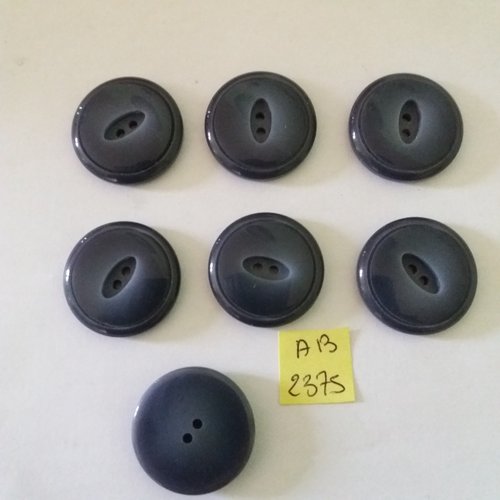 7 boutons en résine bleu - 28mm - ab2375