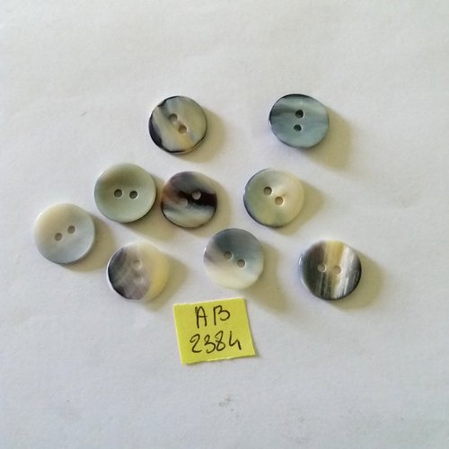 9 boutons en nacre gris - 15mm - ab2384