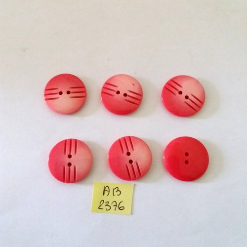 6 boutons en résine rose - 22mm - ab2376