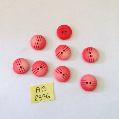 8 boutons en résine rose - 14mm - ab2376