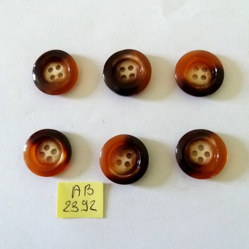 6 boutons en résine marron et beige - 20mm - ab2392