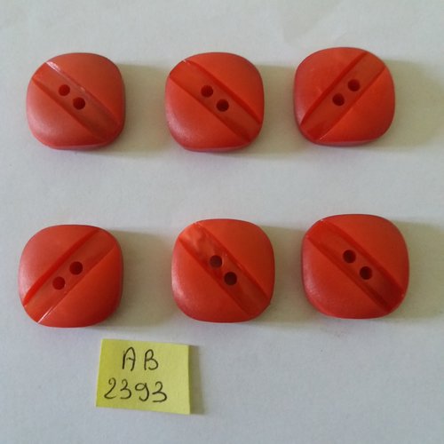 6 boutons en résine rouge - 24x24mm - ab2393