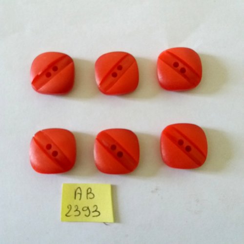 6 boutons en résine rouge - 19x19mm - ab2393