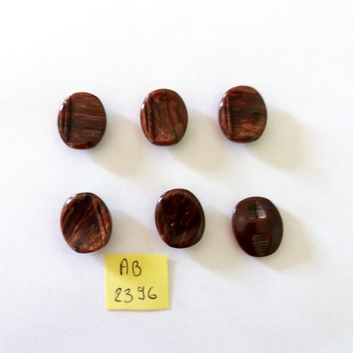 6 boutons en résine marron - 15x18mm - ab2396