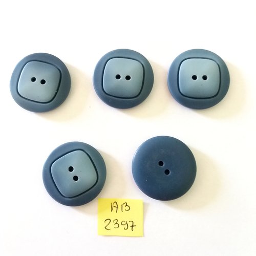5 boutons en résine bleu - 27mm - ab2397