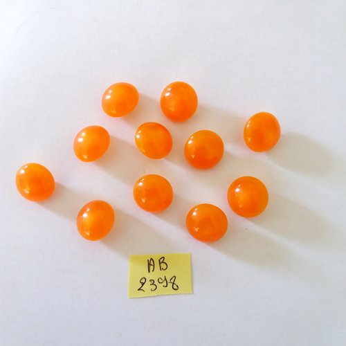 11 boutons boule en résine orange - 14mm - ab2398