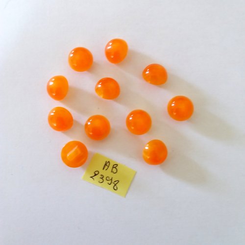 11 boutons boule en résine orange - 11mm - ab2398