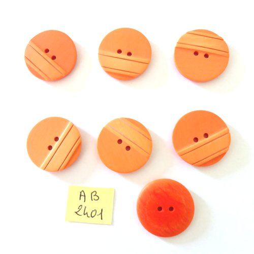 7 boutons en résine orange - 23mm - ab2401