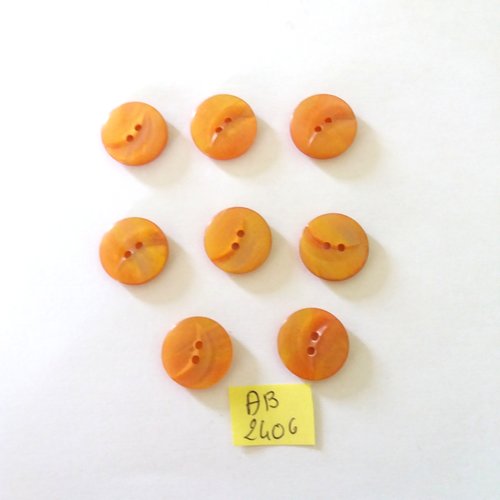 8 boutons en résine orange foncé - 18mm - ab2406
