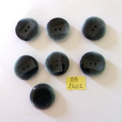 7 boutons en résine bleu - 27mm - ab2402