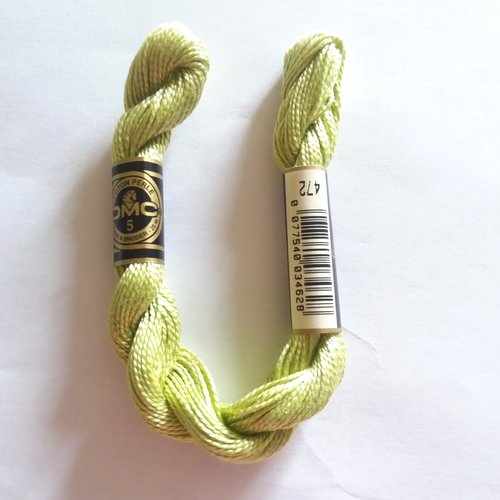 Échevette fil de coton perlé torsadé - dmc - vert 472