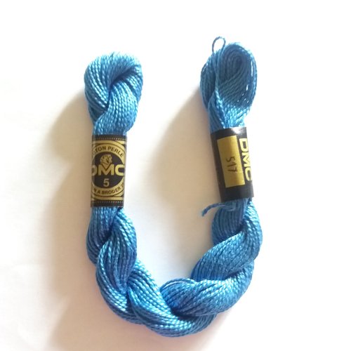 Échevette fil de coton perlé torsadé - dmc - bleu 517