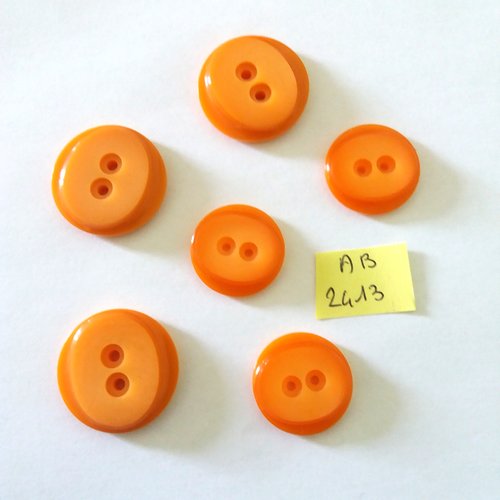 6 boutons en résine orange - 27mm et 22mm - ab2413