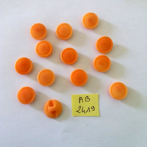 13 boutons en résine orange - 13mm - ab2419