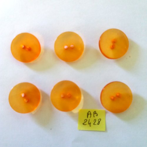 6 boutons en résine orange - 23mm - ab2428
